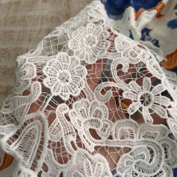 Farm Rio Yellow/Blue/White Lace Floral Romper size small NWT - Picture 7 of 15